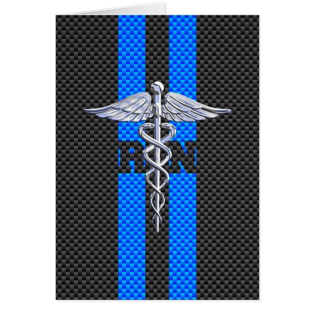 Registered Nurse RN Caduceus Carbon Fiber Decor Cards (Front)
