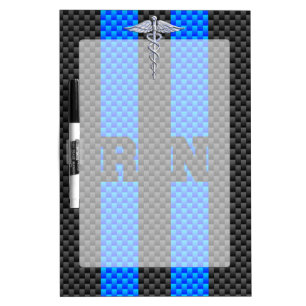 Registered Nurse RN Caduceus Carbon Fiber Decor Dry Erase Board