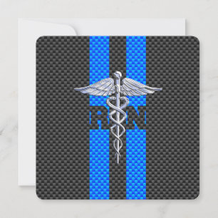 Registered Nurse RN Caduceus Carbon Fiber Decor Invitation
