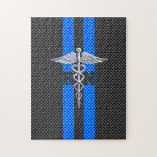 Registered Nurse RN Caduceus Carbon Fiber Decor Jigsaw Puzzle