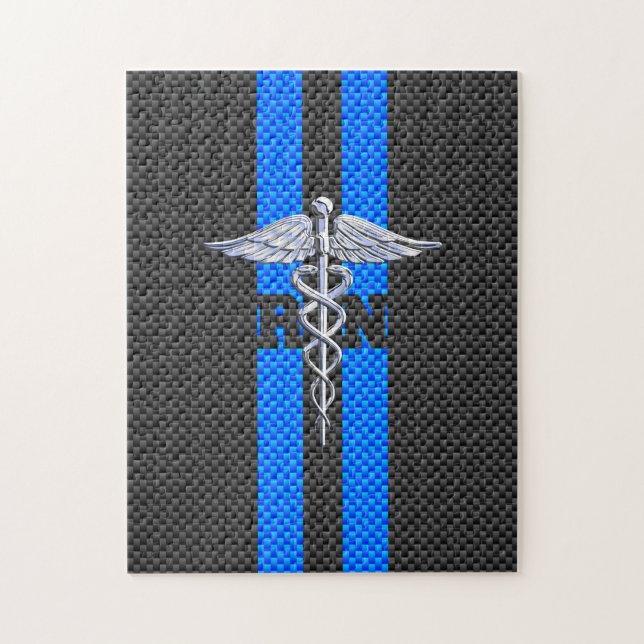 Registered Nurse RN Caduceus Carbon Fiber Decor Jigsaw Puzzle (Vertical)
