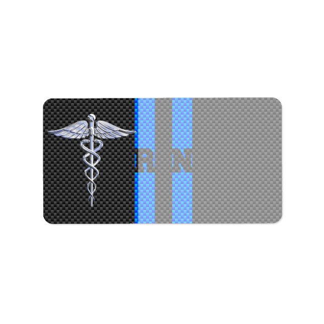 Registered Nurse RN Caduceus Carbon Fiber Decor Label (Front)