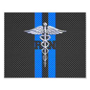 Registered Nurse RN Caduceus Carbon Fiber Decor Photo Print
