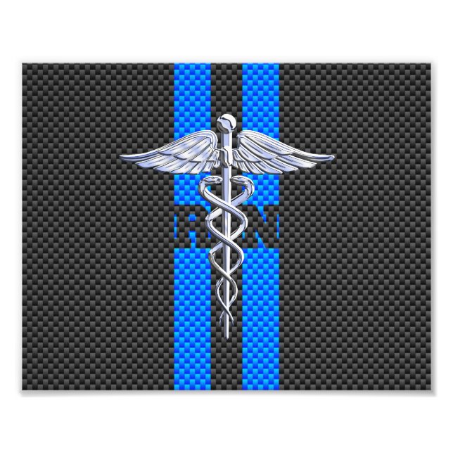 Registered Nurse RN Caduceus Carbon Fiber Decor Photo Print (Front)