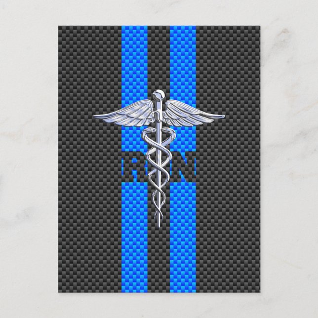 Registered Nurse RN Caduceus Carbon Fiber Decor Postcard (Front)