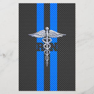 Registered Nurse RN Caduceus Carbon Fiber Decor Stationery