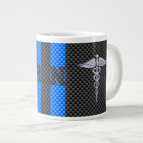 Registered Nurse RN Caduceus Carbon Fiber Print Giant Coffee Mug