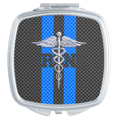 Registered Nurse RN Caduceus Carbon Fiber Print Mirror For Makeup