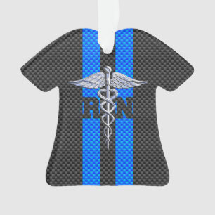 Registered Nurse RN Caduceus Carbon Fiber Print Ornament