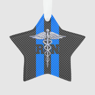 Registered Nurse RN Caduceus Carbon Fiber Print Ornament