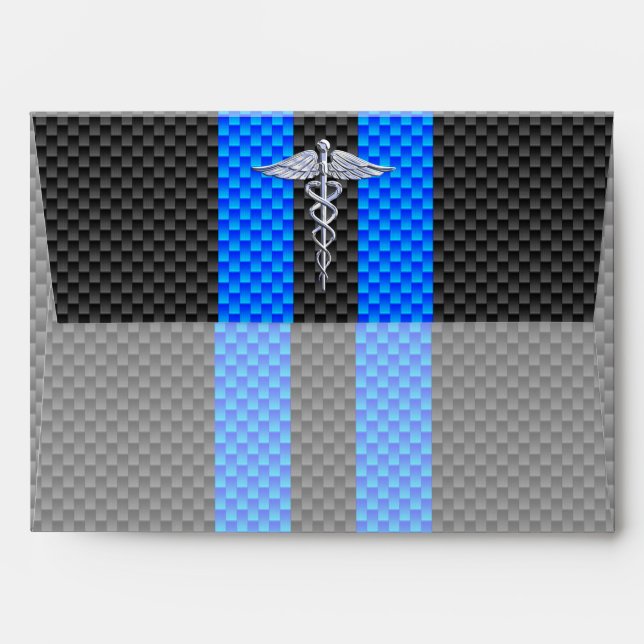 Registered Nurse RN Caduceus Carbon Fiber Stripes Envelope (Back (Top Flap))