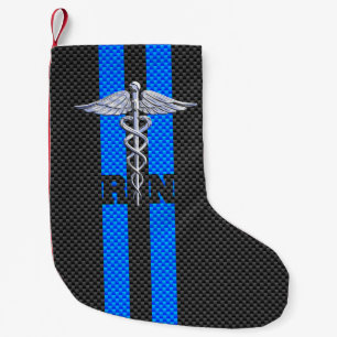 Registered Nurse RN Caduceus Carbon Fiber Stripes Small Christmas Stocking