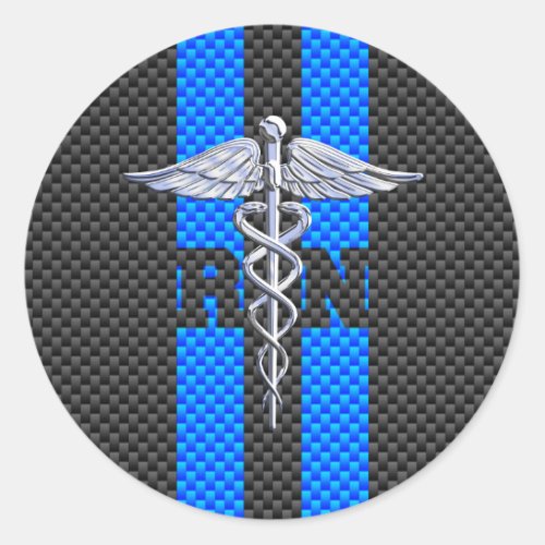 Registered Nurse RN Caduceus Carbon Fiber Style Classic Round Sticker