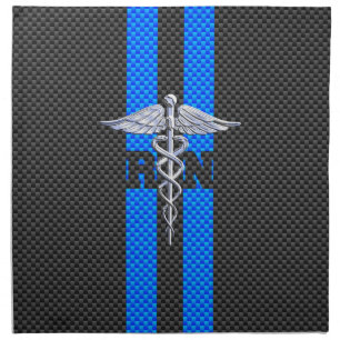 Registered Nurse RN Caduceus Carbon Fiber Style Cloth Napkin