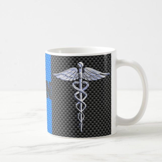 Registered Nurse RN Caduceus Carbon Fiber Style Coffee Mug (Right)