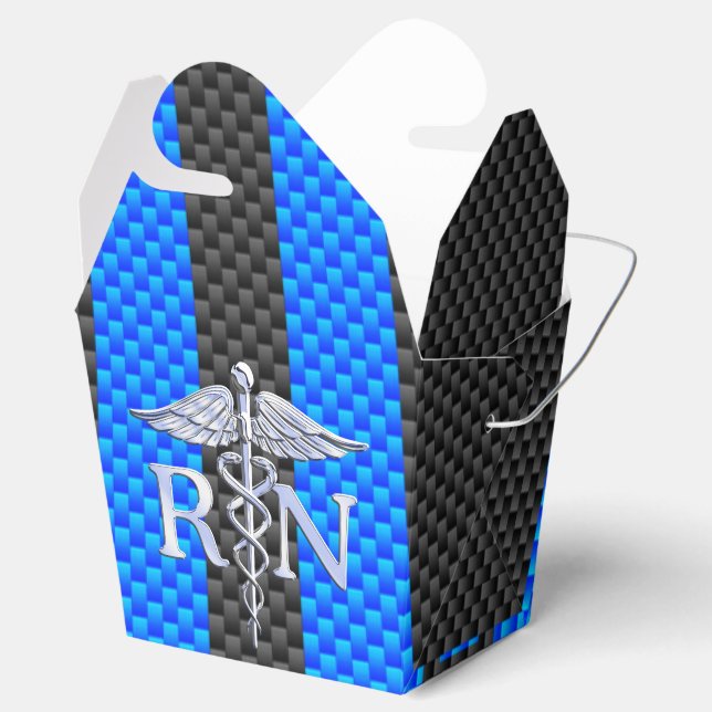 Registered Nurse RN Caduceus Carbon Fiber Style Favor Boxes (Opened)