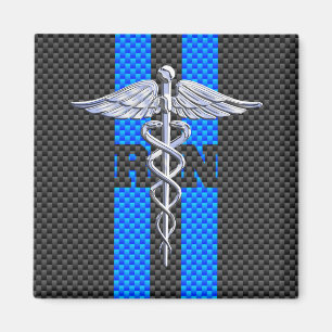 Registered Nurse RN Caduceus Carbon Fiber Style Magnet