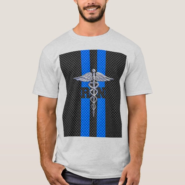 Registered Nurse RN Caduceus Carbon Fiber Style T-Shirt (Front)