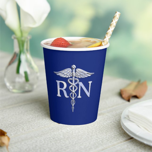 Registered Nurse RN Caduceus Design Paper Cups (Insitu)
