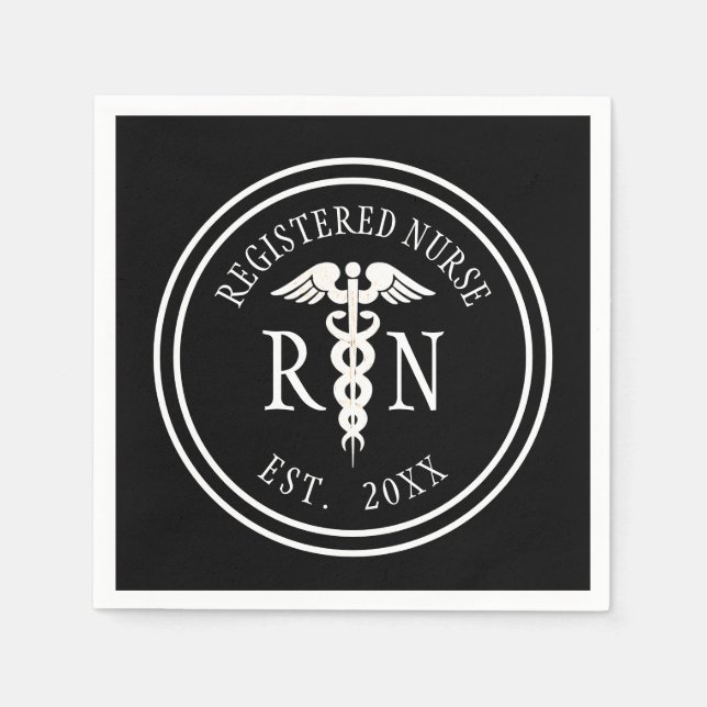 Registered Nurse RN Caduceus Graduation Party Napkins (Front)
