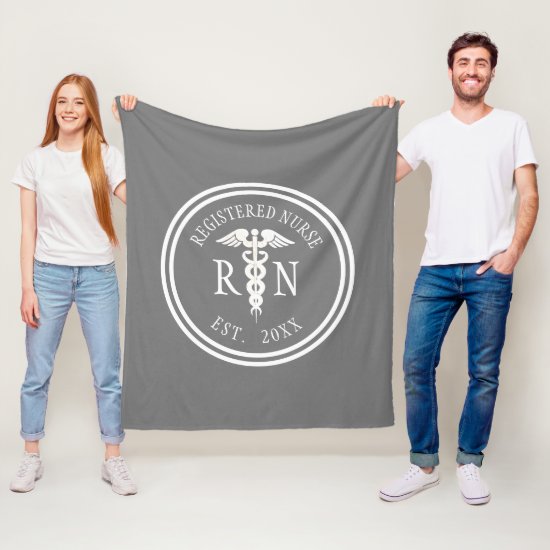 Registered Nurse RN Caduceus Graduation Year Fleece Blanket