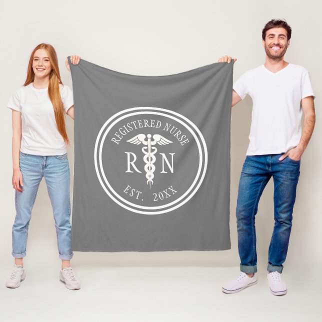 Registered Nurse RN Caduceus Graduation Year Fleece Blanket (In Situ)