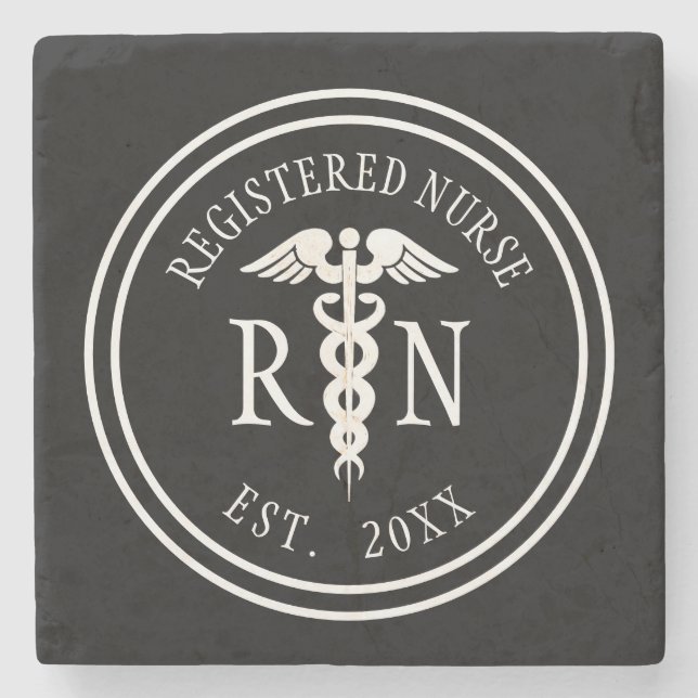 Registered Nurse RN Caduceus Medical Customized Stone Coaster (Front)