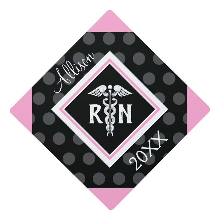 Registered Nurse RN Caduceus Medical Pink Custom Graduation Cap Topper ...