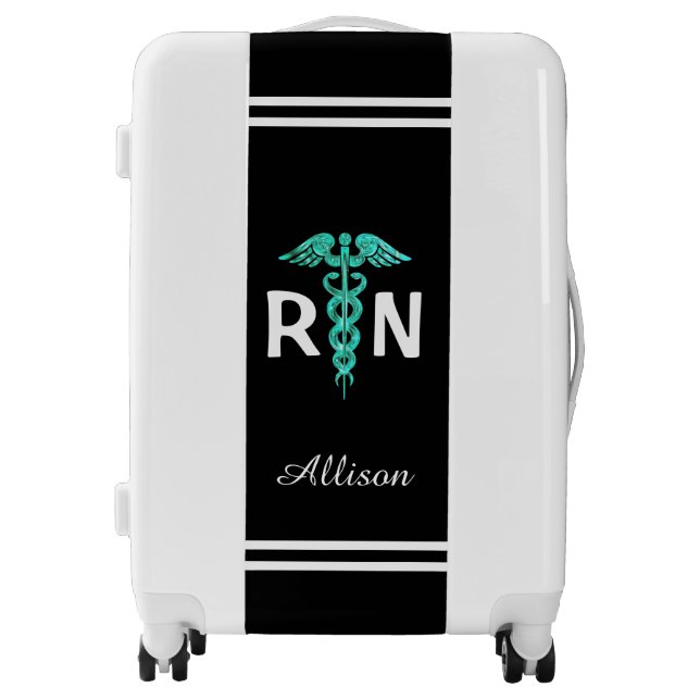 Registered Nurse RN Caduceus Medical White Custom Luggage (Front)
