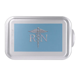 Registered Nurse RN Caduceus on Baby Blue Decor Cake Pan