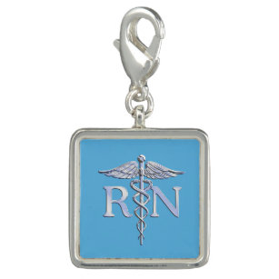 Registered Nurse RN Caduceus on Baby Blue Decor Charm