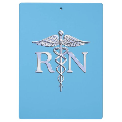 Registered Nurse RN Caduceus on Baby Blue Decor Clipboard