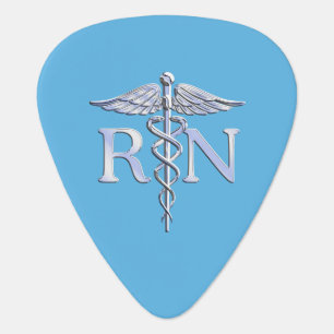 Registered Nurse RN Caduceus on Baby Blue Decor Guitar Pick