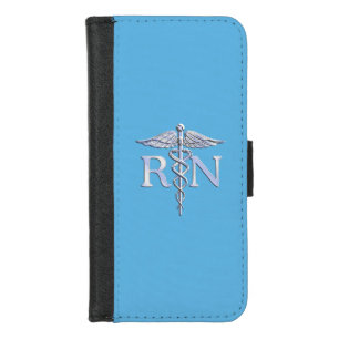 Registered Nurse RN Caduceus on Baby Blue Decor iPhone 8/7 Wallet Case