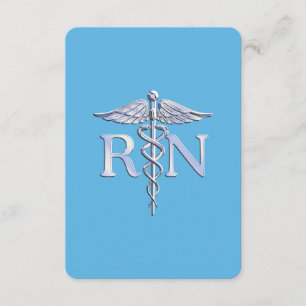 Registered Nurse RN Caduceus on Baby Blue Enclosure Card