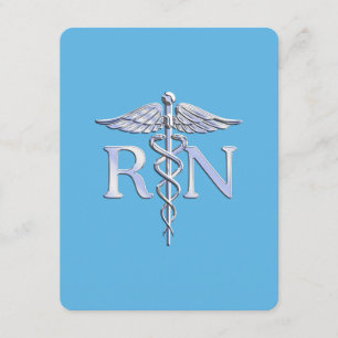Registered Nurse RN Caduceus on Baby Blue Enclosure Card