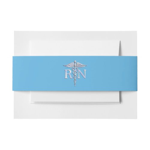 Registered Nurse RN Caduceus on Baby Blue Invitation Belly Band