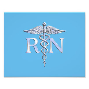 Registered Nurse RN Caduceus on Baby Blue Photo Print