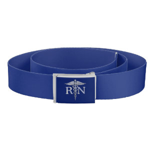 Registered Nurse RN Caduceus on Blue Decor Belt