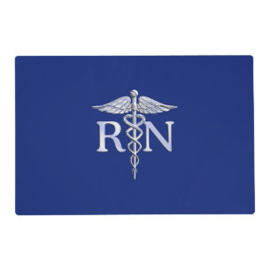Registered Nurse RN Caduceus on Blue Decor Placemat