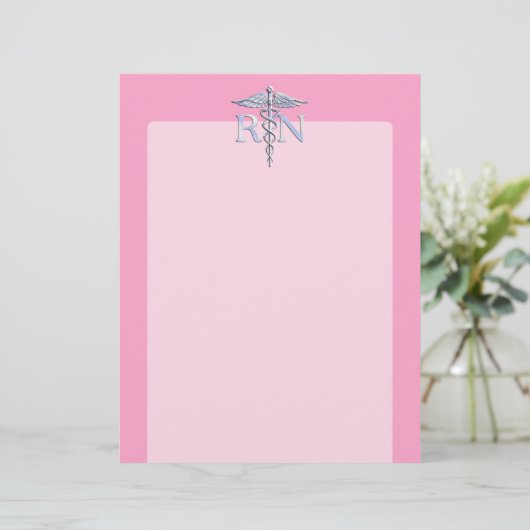 Registered Nurse RN Caduceus on Light Pink Decor (Standing Front)