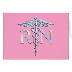 Registered Nurse RN Caduceus on Light Pink Decor Cards