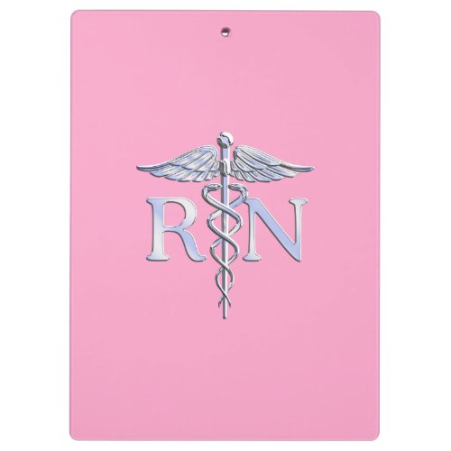 Registered Nurse RN Caduceus on Light Pink Decor Clipboard