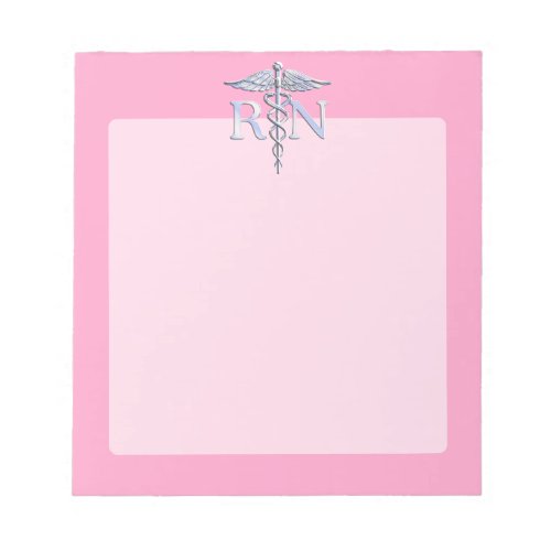 Registered Nurse RN Caduceus on Light Pink Decor Notepad