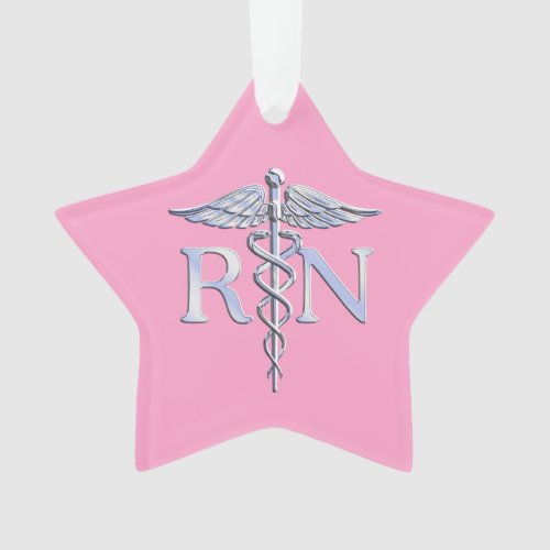 Registered Nurse RN Caduceus on Light Pink Decor Ornament