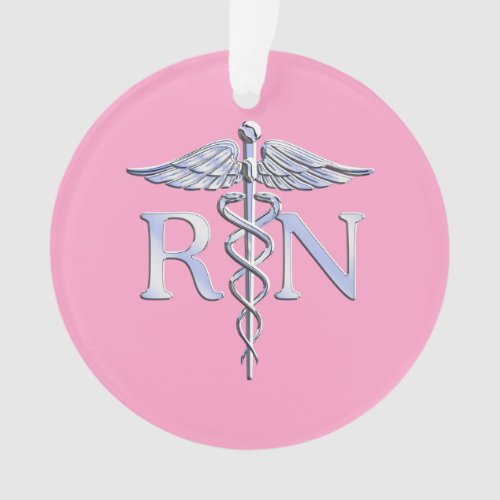 Registered Nurse RN Caduceus on Light Pink Decor Ornament