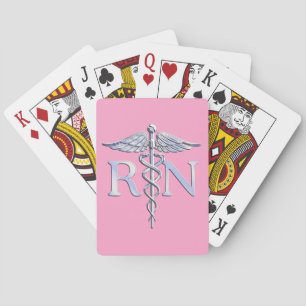 Registered Nurse RN Caduceus on Light Pink Decor Poker Cards