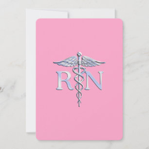 Registered Nurse RN Caduceus on Light Pink Invitation