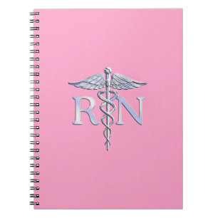 Registered Nurse RN Caduceus on Light Pink Notebook