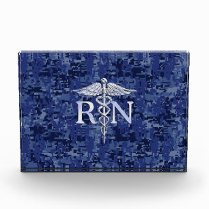 Registered Nurse RN Caduceus on Navy Blue Camo Acrylic Award